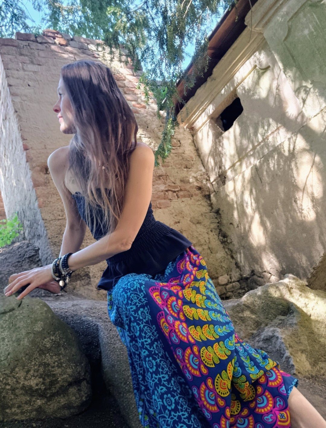 SUKNĚ LETNÍ MANDALA KRÁLOVSKÁ MODRÁ