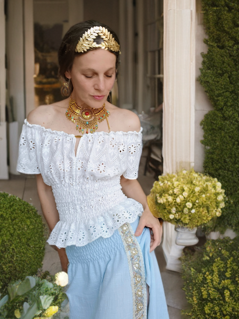 TOP/HALENKA V BOHO STYLU BÍLA KRAJKA