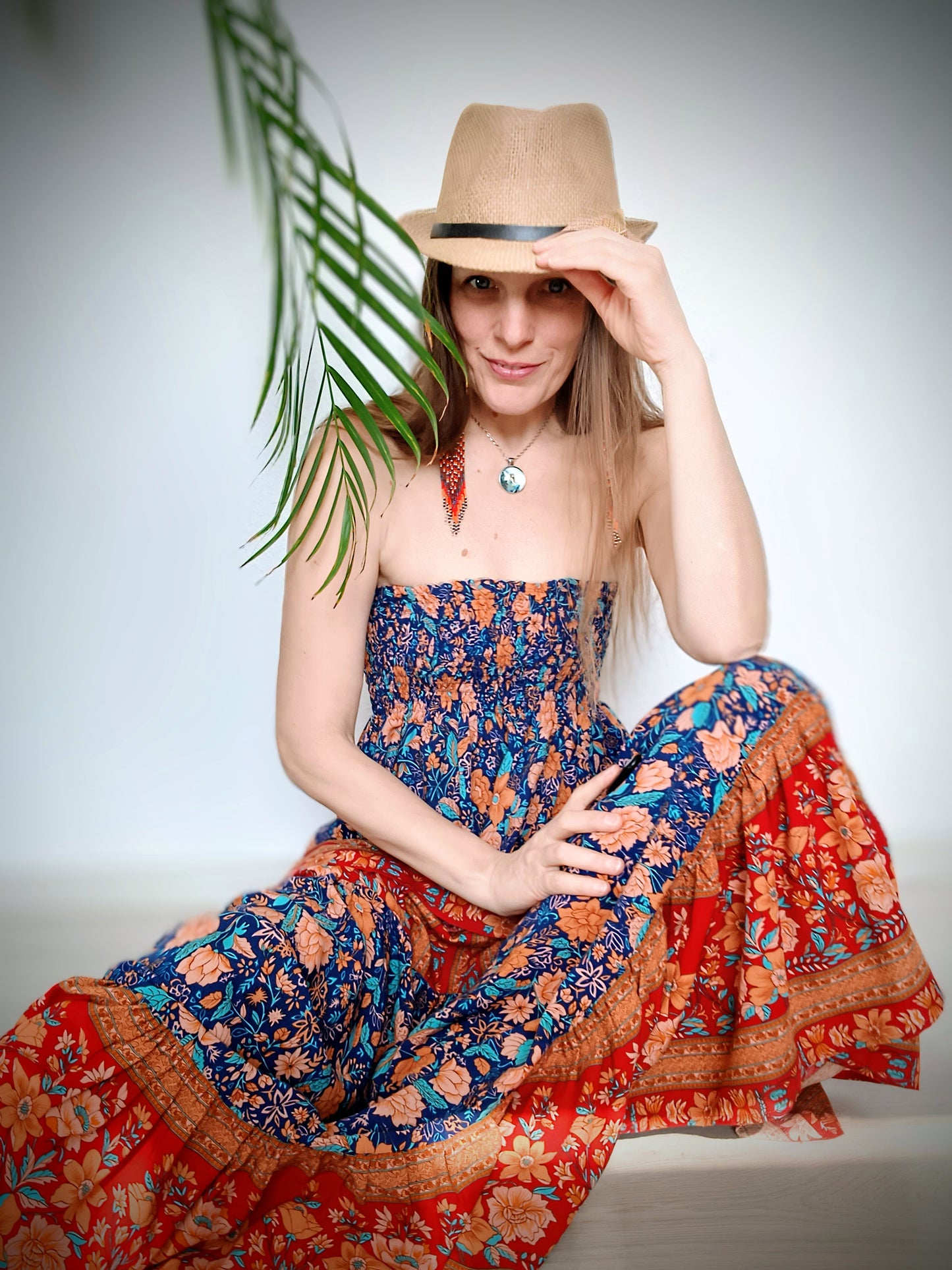 MAXI BOHO SUKNĚ S BORDUROU