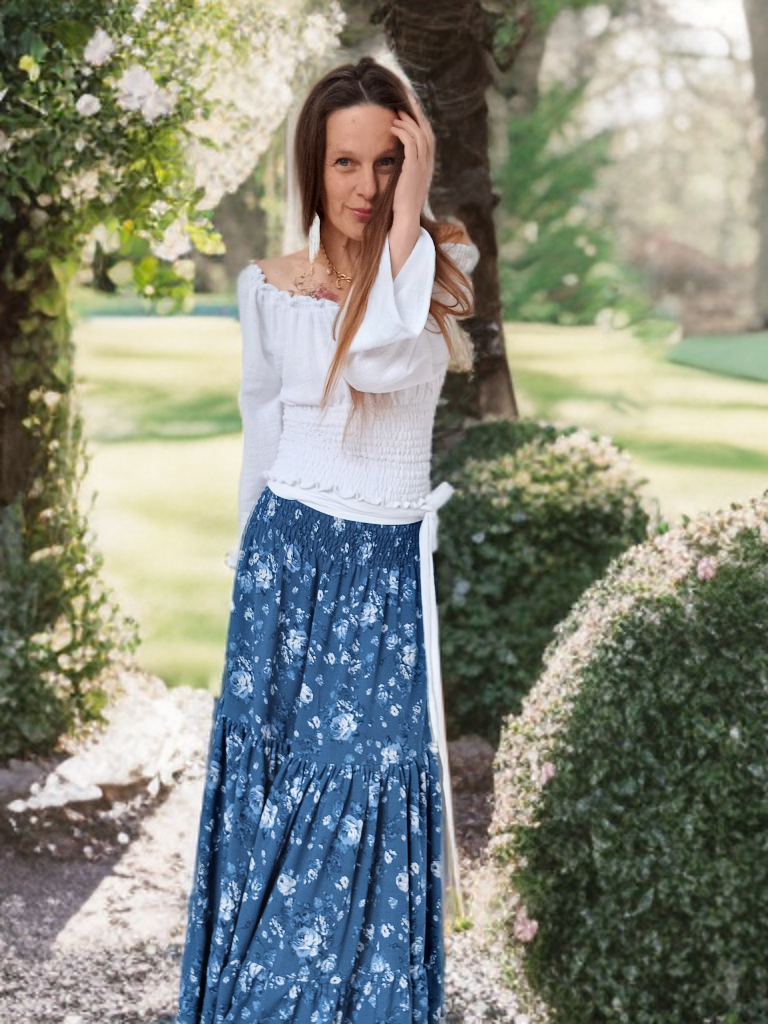 TOPÍK SNĚHOBÍLÝ BOHO ŽABIČKOVANÝ