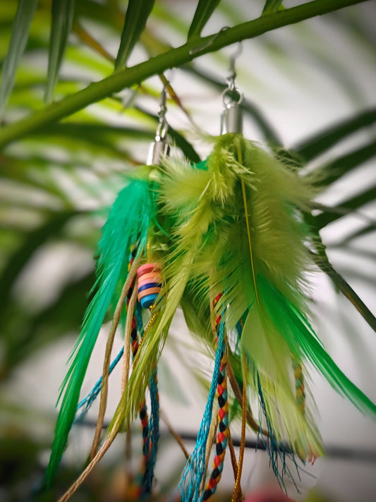 BOHO NAUŠNIČKY PÍRKA GREEN