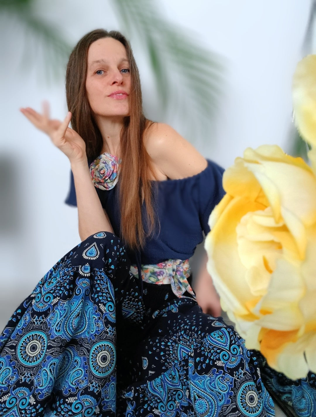 BORDUROVÁ MAXI SUKNĚ BLUE