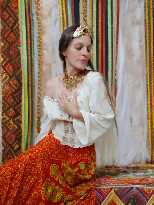 SUKNĚ BOHO MANDALA ČERVENÁ
