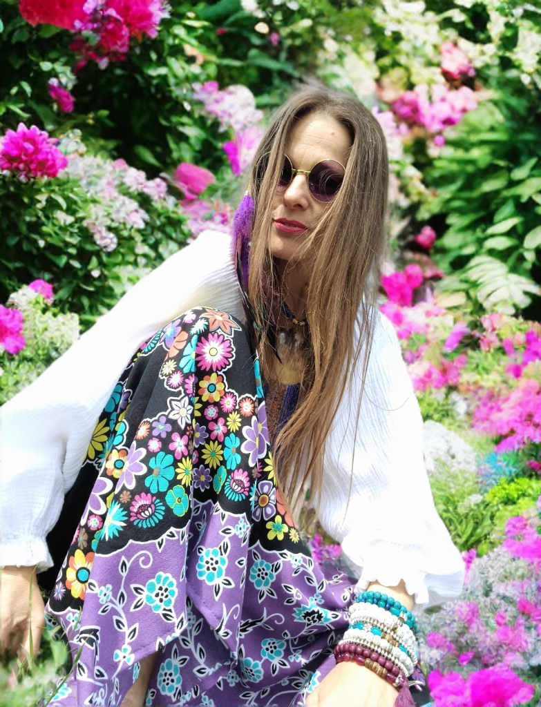 HIPPIES SUKNĚ LETNÍ FIALOVÁ