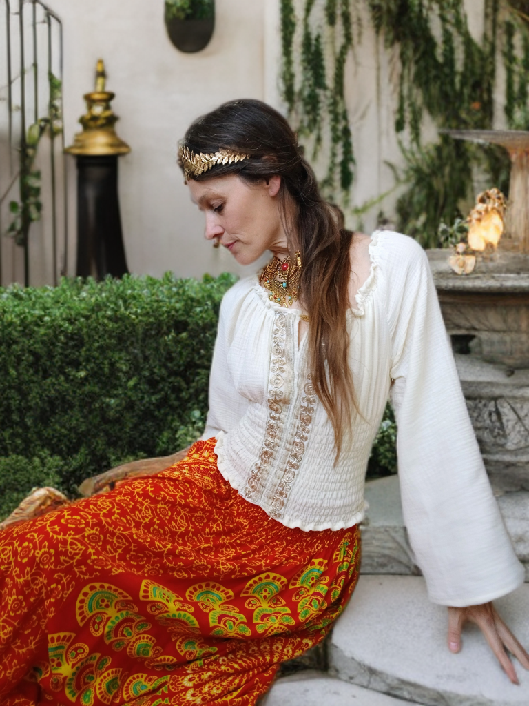 SUKNĚ BOHO MANDALA ČERVENÁ