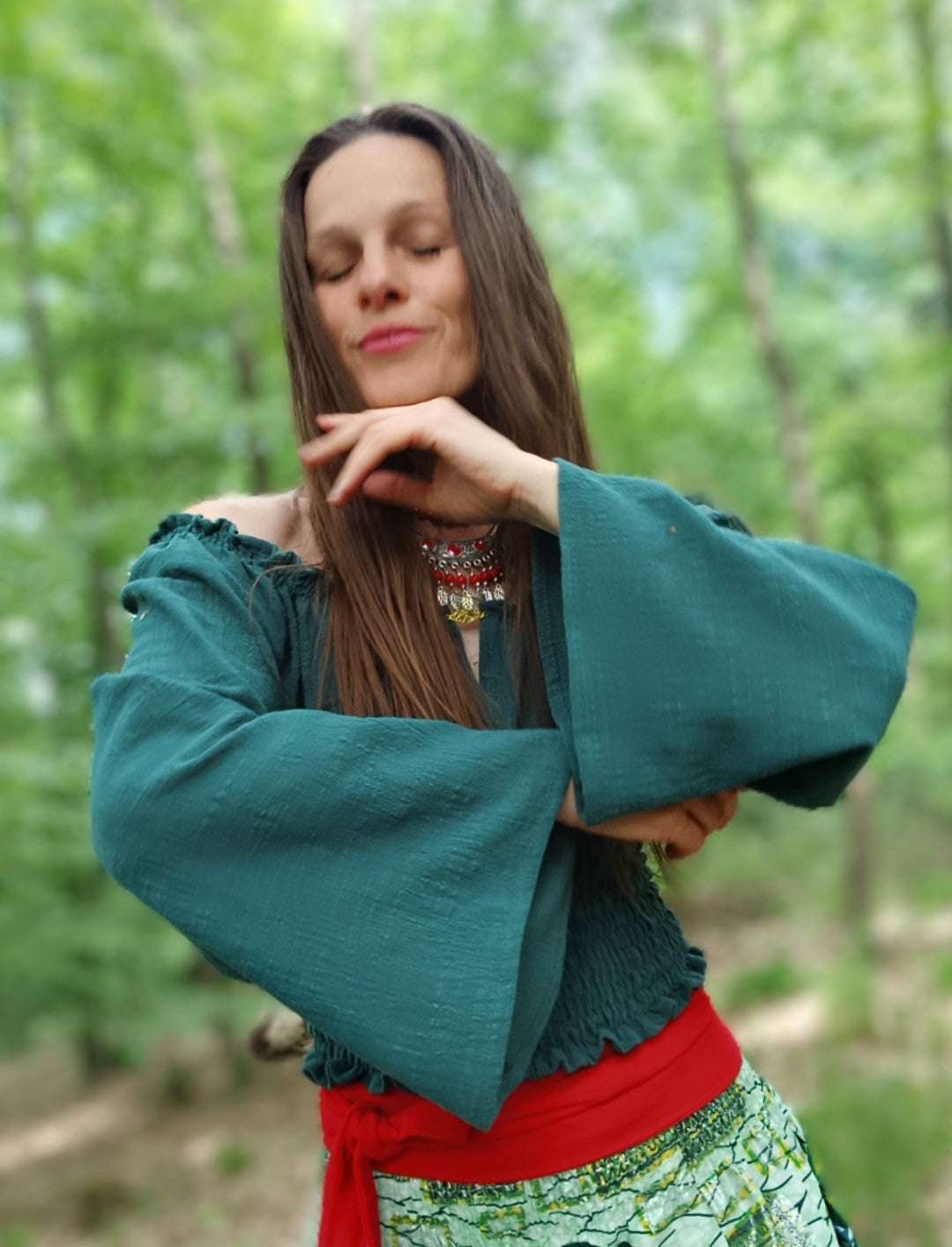 TOPÍK/HALENKA V BOHO STYLU Z  MĚKČENÉHO LNU