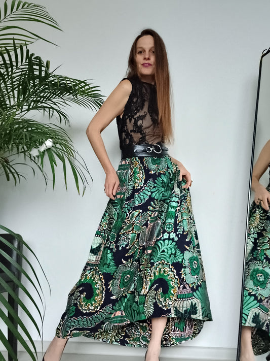 SUKNĚ VEČERNÍ SPOLEČENSKÁ TMAVÁ ZELENÁ