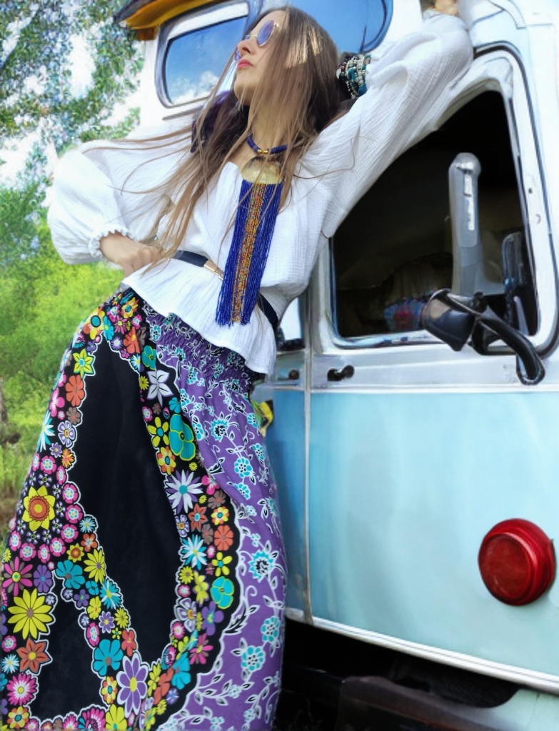HIPPIES SUKNĚ LETNÍ FIALOVÁ