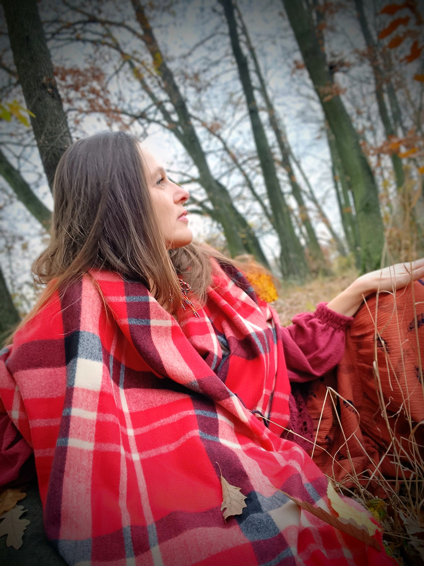 ZIMNÍ PLÉD KAŠMÍROVÝ,KÁRO ČERVENÉ