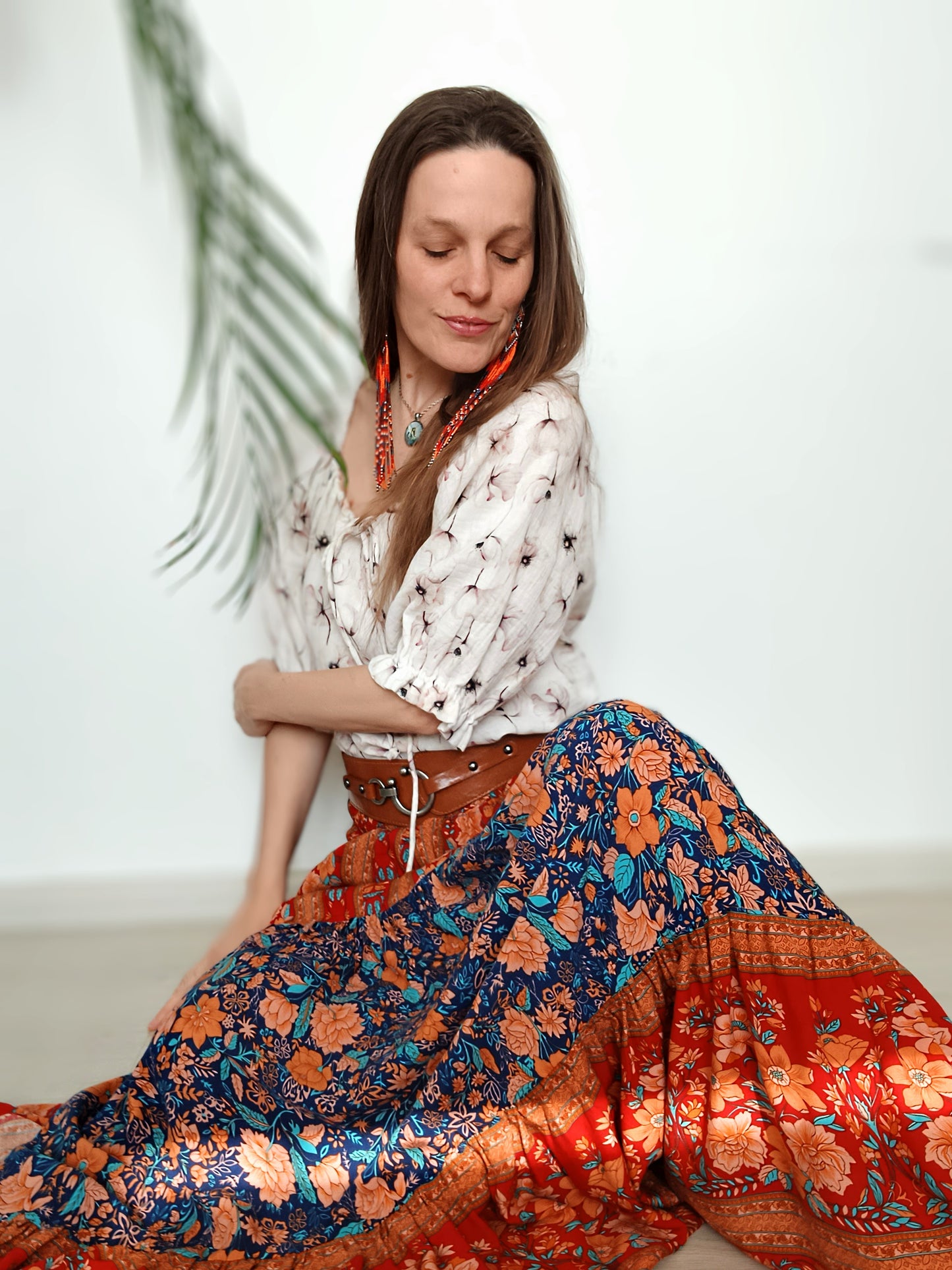 MAXI BOHO SUKNĚ S BORDUROU