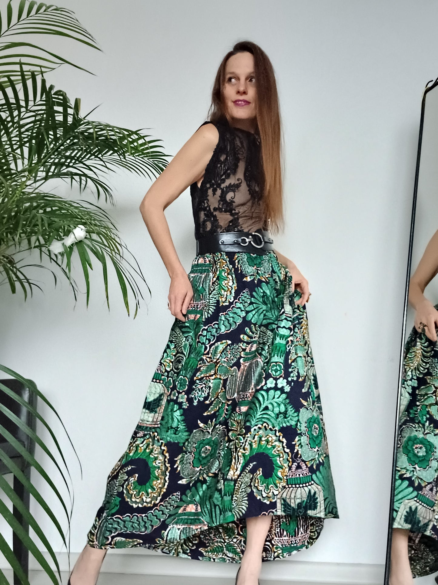 SUKNĚ VEČERNÍ SPOLEČENSKÁ TMAVÁ ZELENÁ