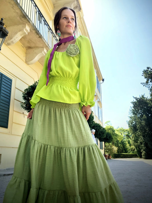 MUŠELÍNOVÁ VINTAGE SUKÝNKA GREEN