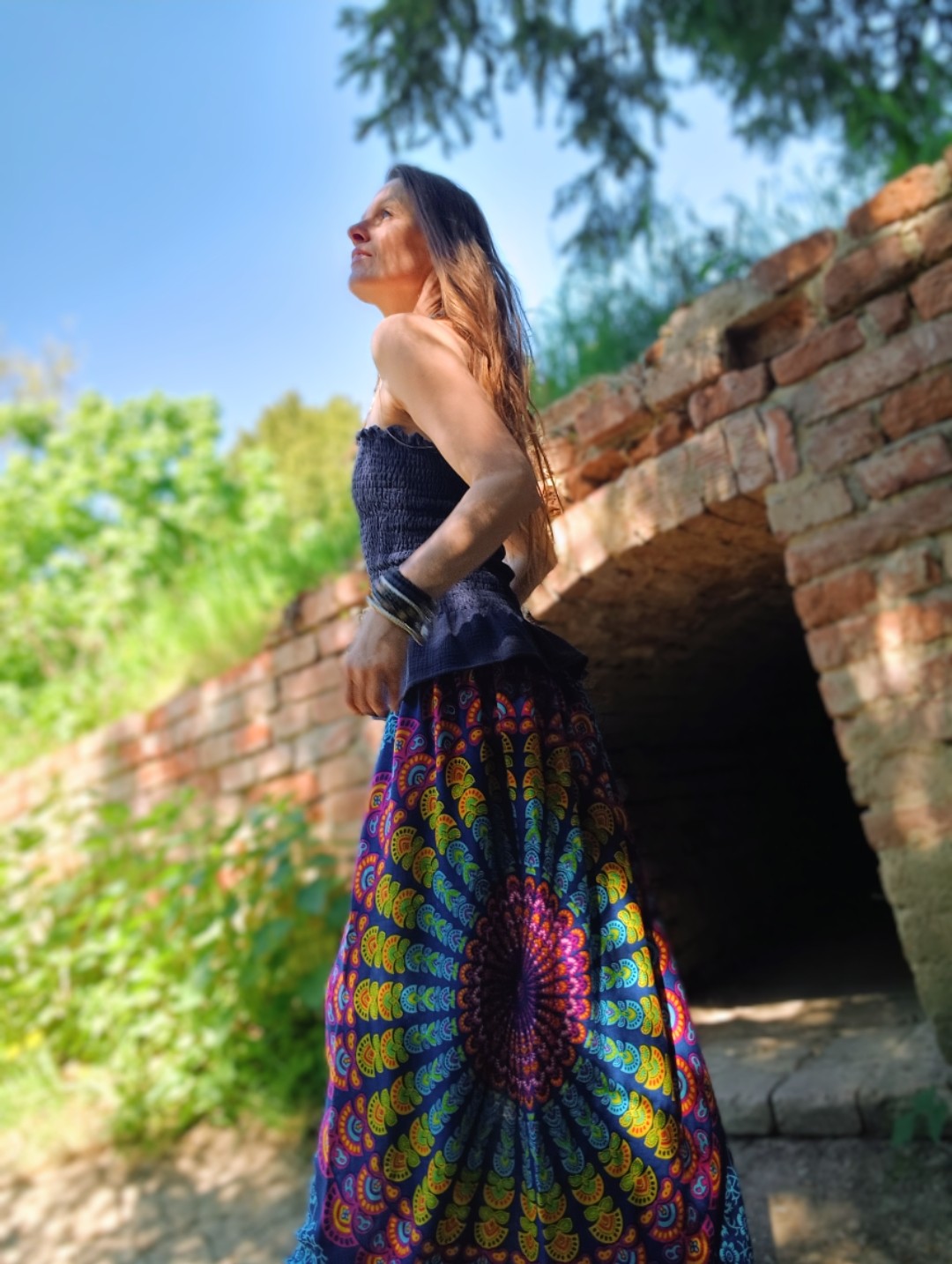 SUKNĚ LETNÍ MANDALA KRÁLOVSKÁ MODRÁ