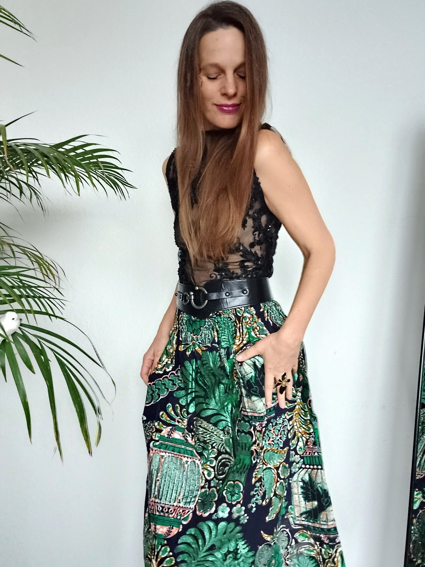 SUKNĚ VEČERNÍ SPOLEČENSKÁ TMAVÁ ZELENÁ