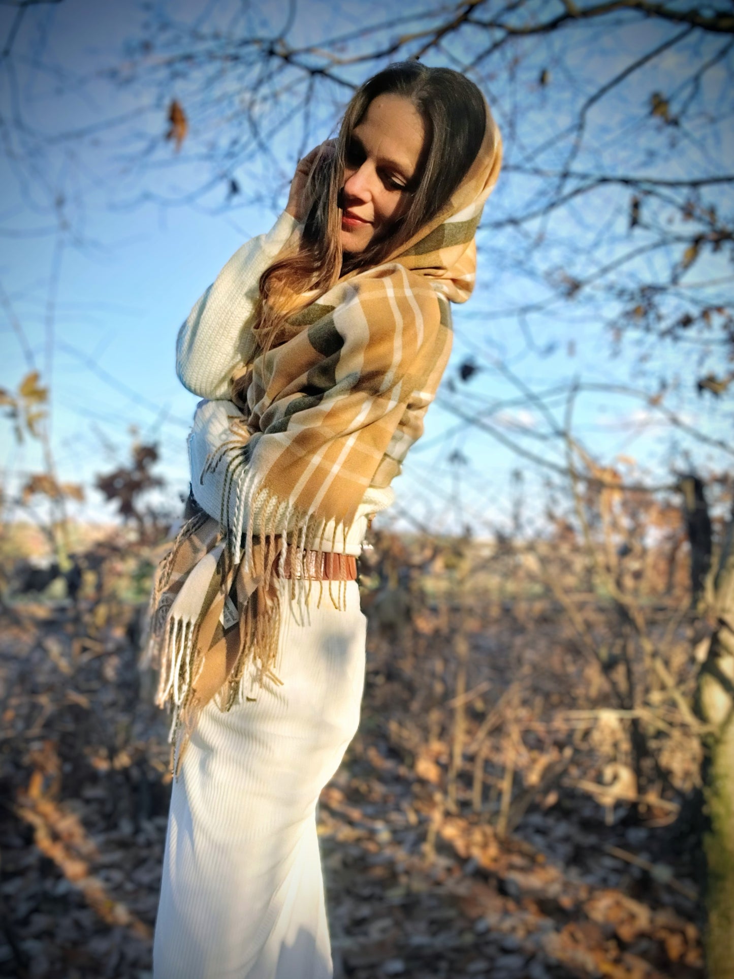 ZIMNÍ PLÉD KAŠMÍROVÝ KÁRO CAMEL