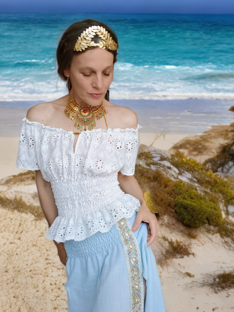 TOP/HALENKA V BOHO STYLU BÍLA KRAJKA