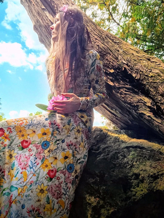 MAXI ŠATY ÚPLETOVÉ FAIRY LUČNÍ LOUKA