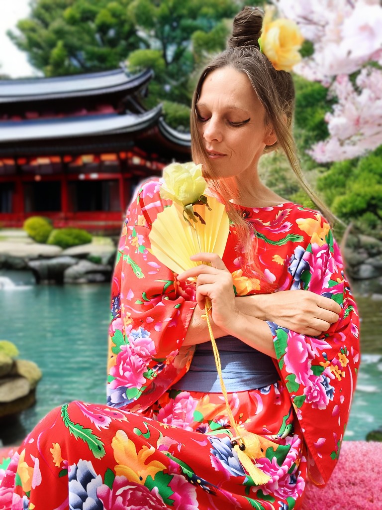 ÚCHVATNÉ ŠATY V JAPONSKÉM STYLU ČERVENÉ