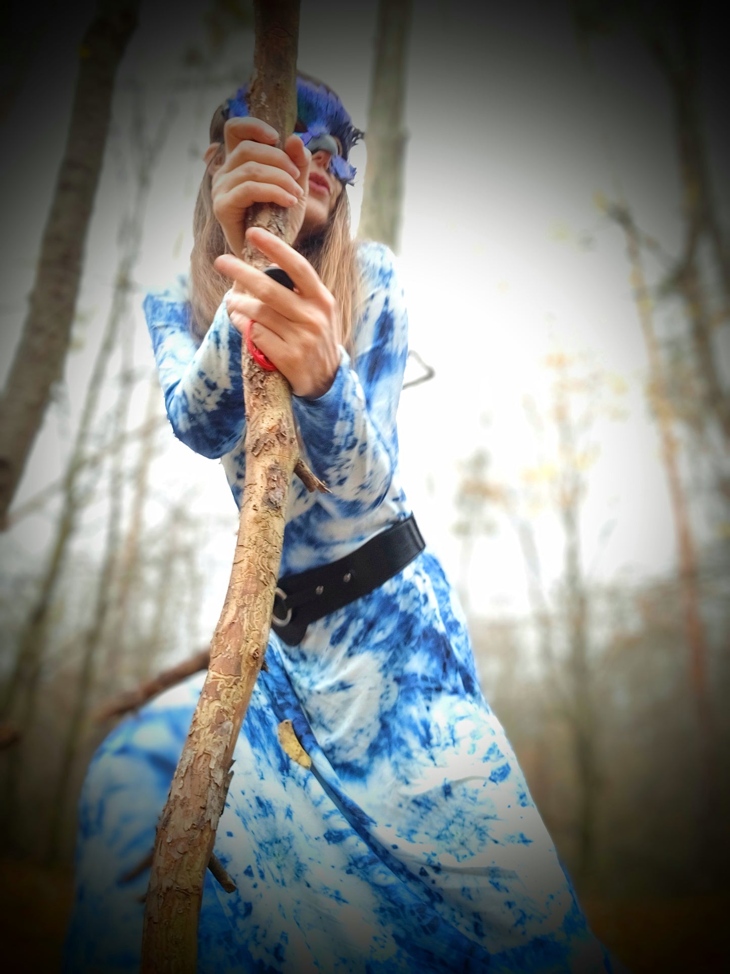 BOŽSKÉ  MAXI ŠATY MODRÁ BATIKA S OPASKEM