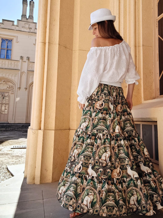 EXLUSÍVNÍ MAXI SUKNĚ DESIGNOVÝ TISK