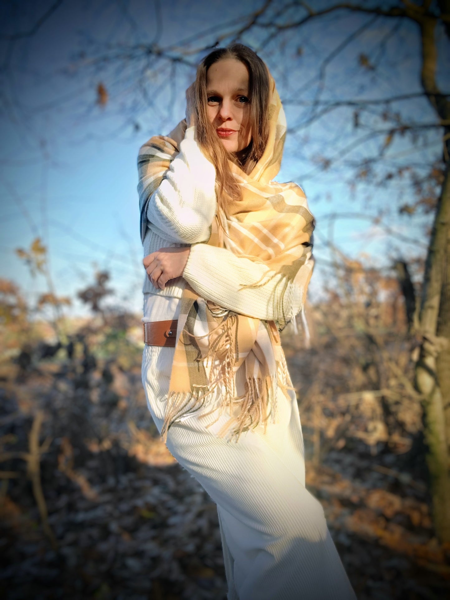 ZIMNÍ PLÉD KAŠMÍROVÝ KÁRO CAMEL