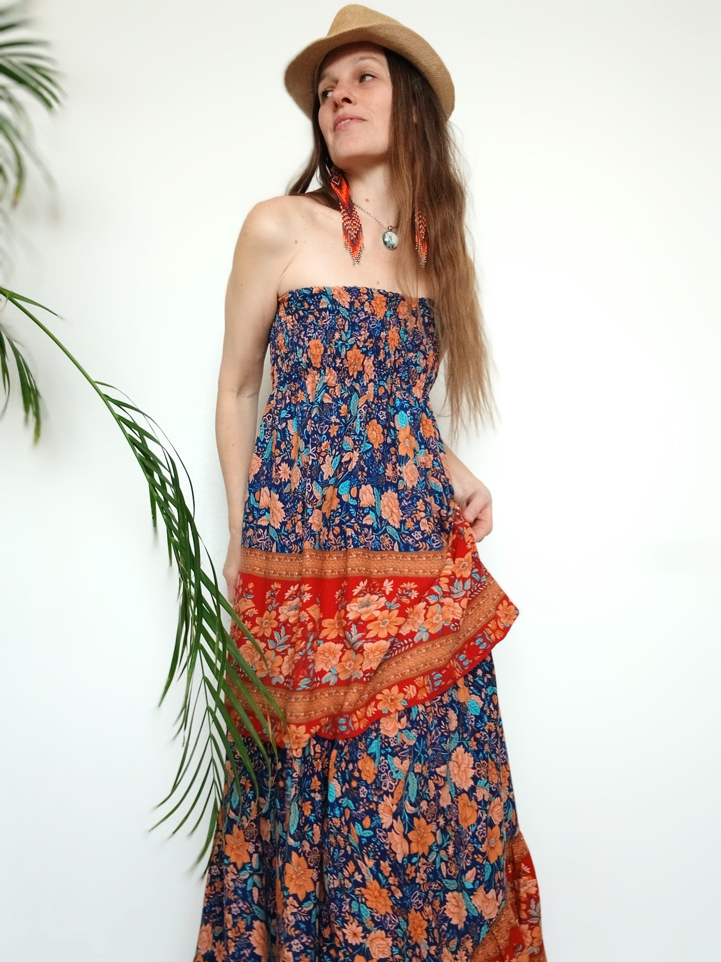 MAXI BOHO SUKNĚ S BORDUROU