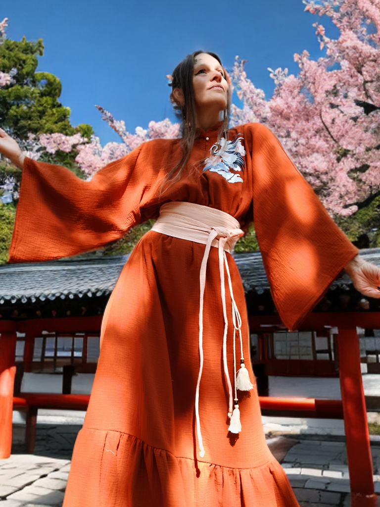 ŠATY V JAPONSKÉM STYLU S OPASKEM