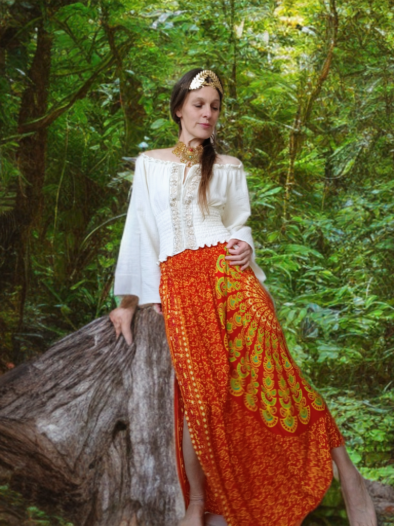 SUKNĚ BOHO MANDALA ČERVENÁ