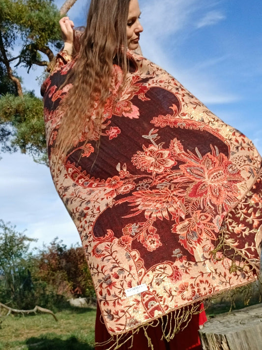 BOHO PAISLEY PLÉD VELKÝ HEBKÝ PAŠMÍNA