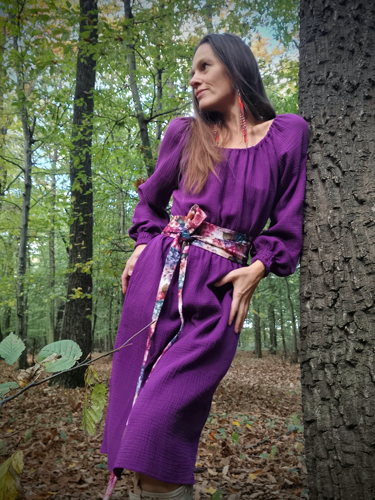 EXLUSÍVNÍ ŠATY MUŠELÍNOVÉ ORGANIC S OPASKEM