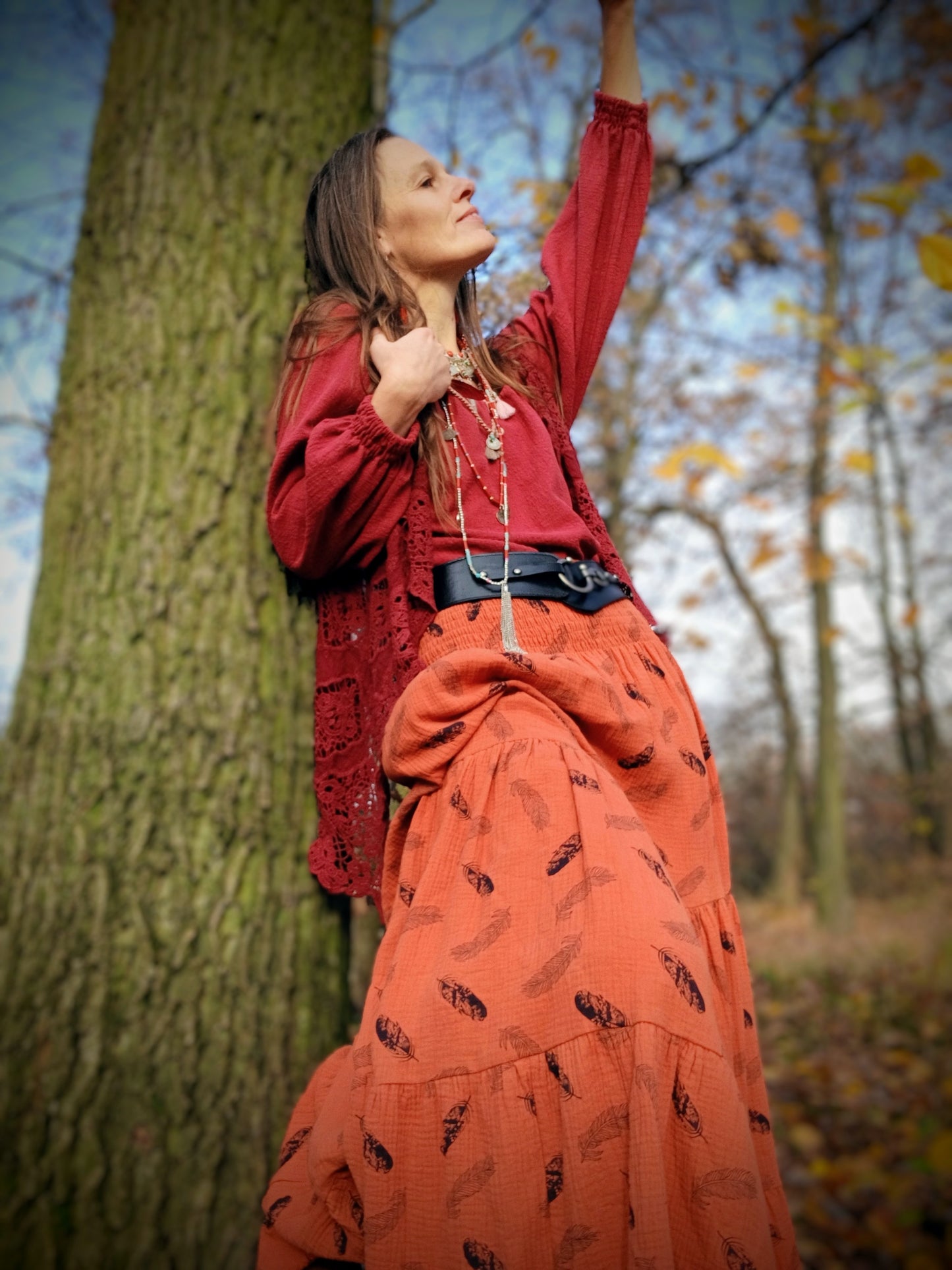 HALENKA V BOHO STYLU BORDO