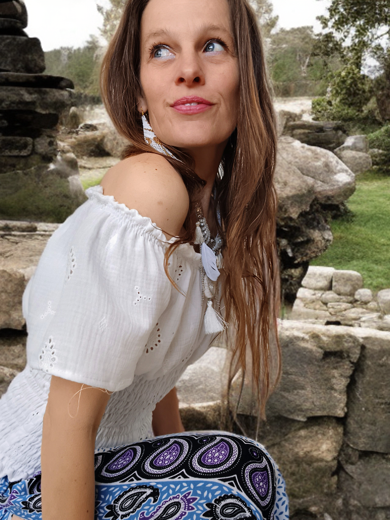 HALENKA/TOP MUŠELÍNOVÁ MADEIRA /VÝŠIVKA