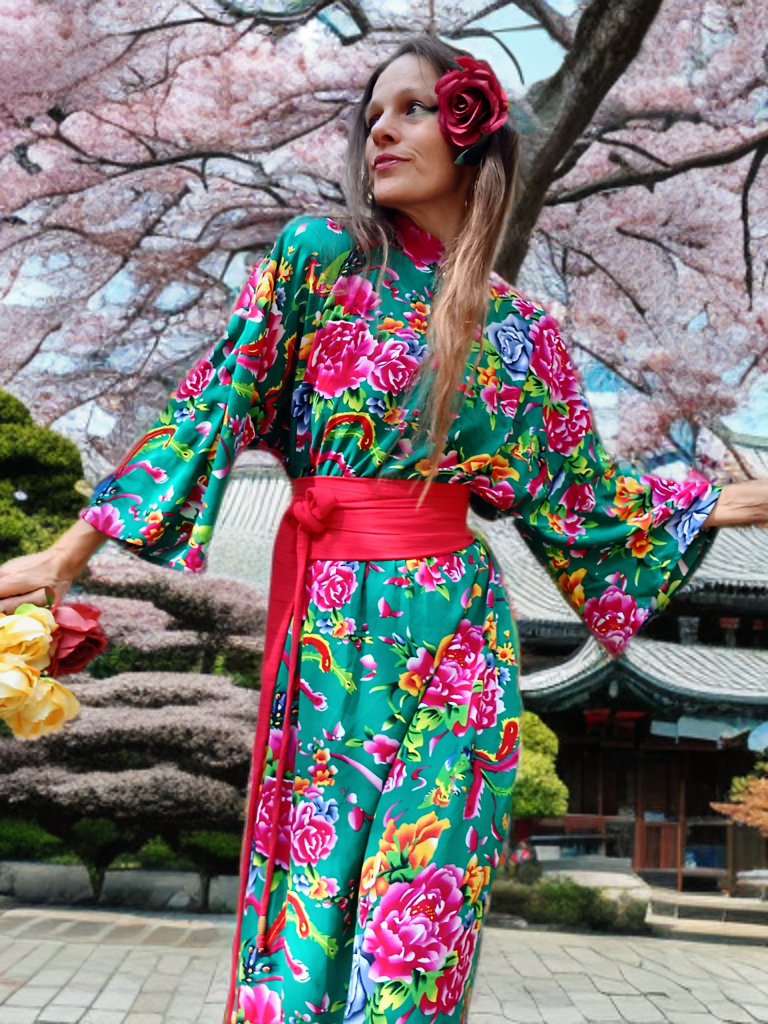 ŠATY KVĚTINOVÉ  V JAPONSKÉM STYLU