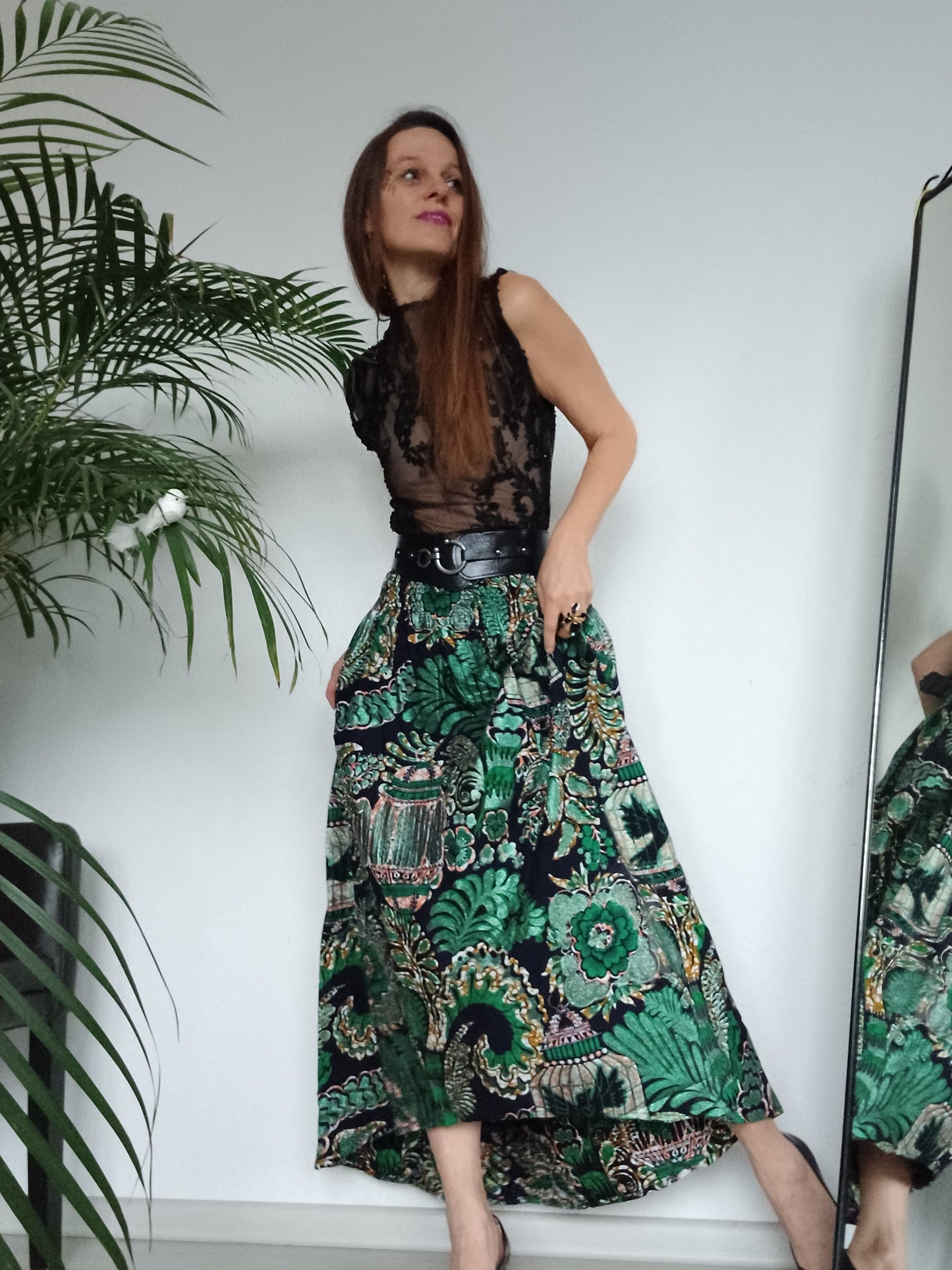 SUKNĚ VEČERNÍ SPOLEČENSKÁ TMAVÁ ZELENÁ