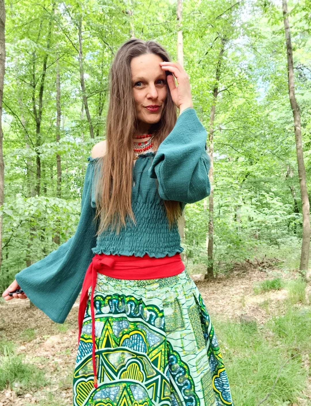 TOPÍK/HALENKA V BOHO STYLU Z  MĚKČENÉHO LNU