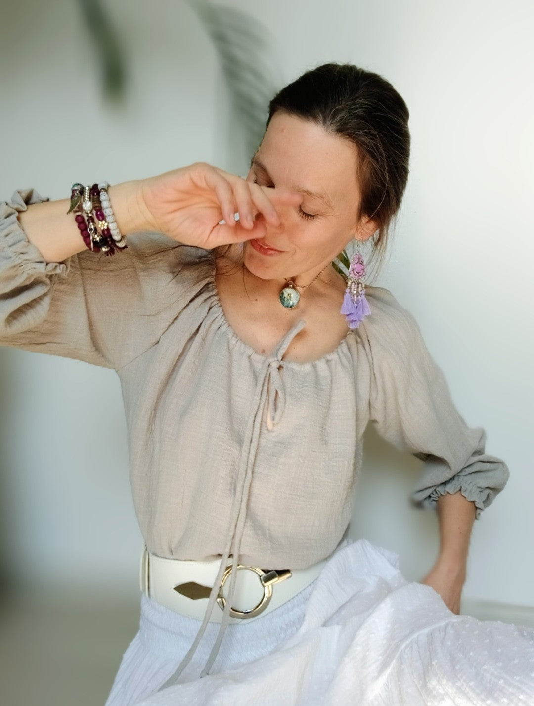 PŘEKRÁSNÁ HALENKA Z MĚKČENÉHO LNU-ŠEDOSTŘÍBRNÁ