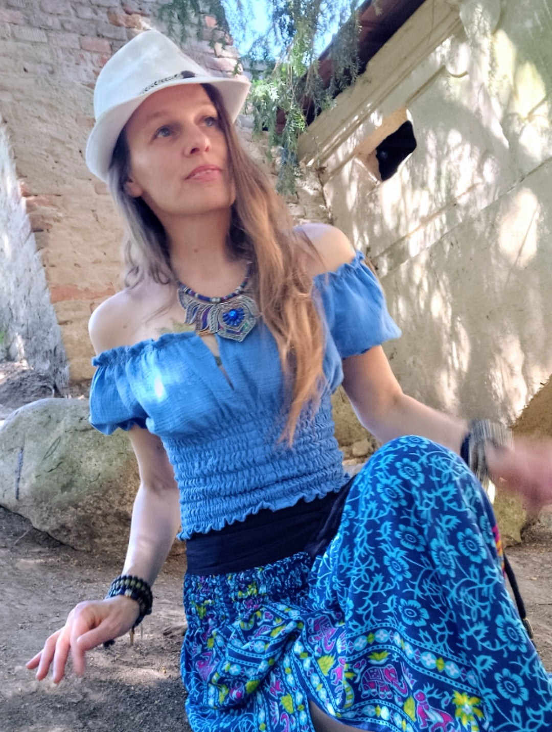 SUKNĚ LETNÍ MANDALA KRÁLOVSKÁ MODRÁ