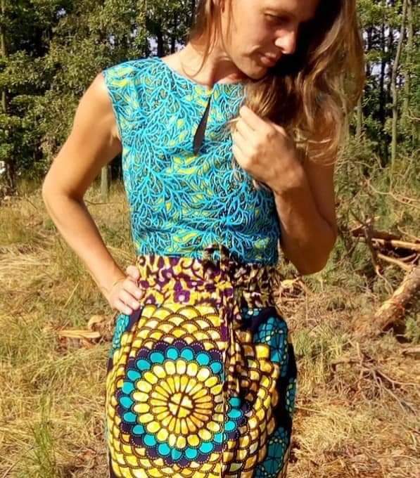 Modré šaty Yemaya z africké látky / Blue african dress