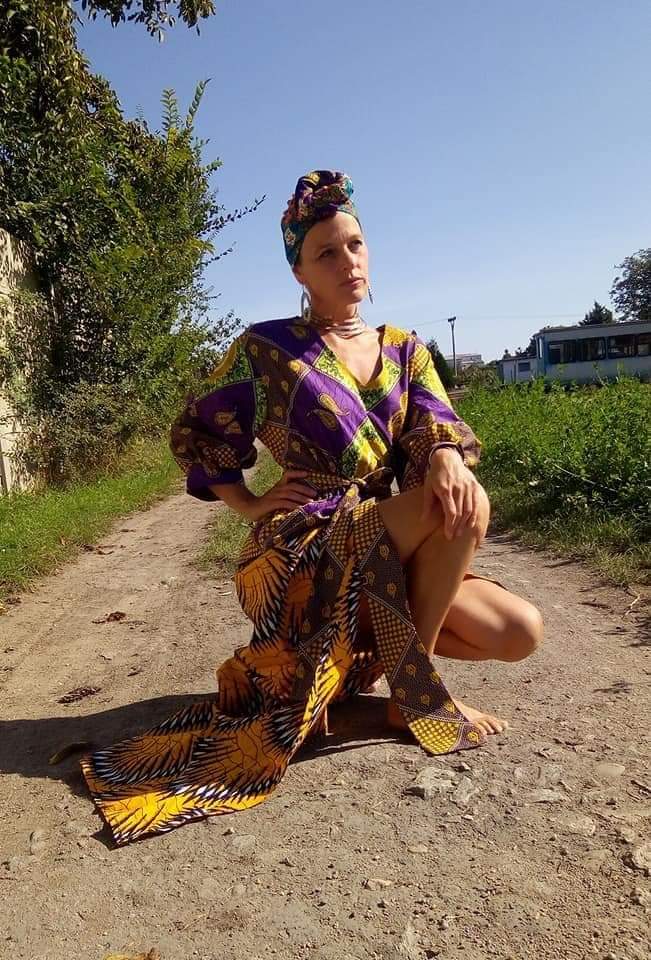 Africká halenka / blouse /fialová