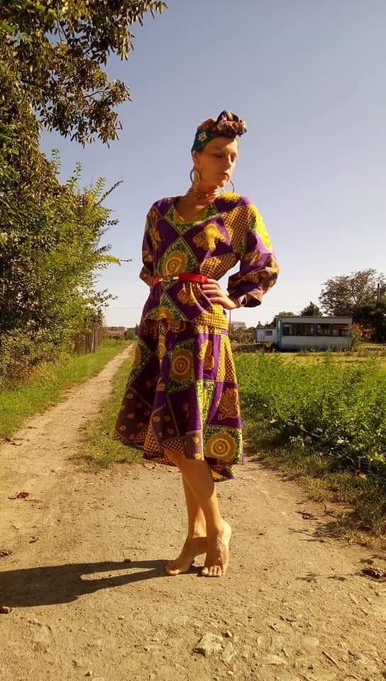 Africká halenka / blouse /fialová
