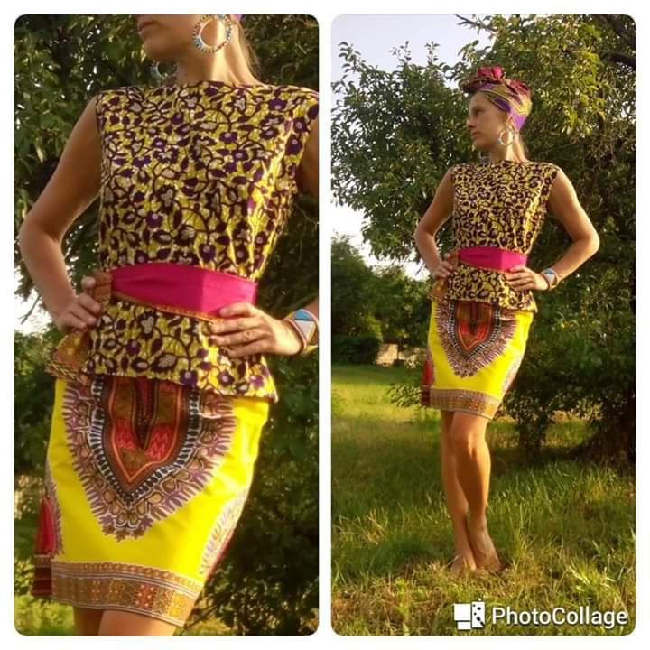Africká sukně Dashiki / African dashiki skirt in yellow