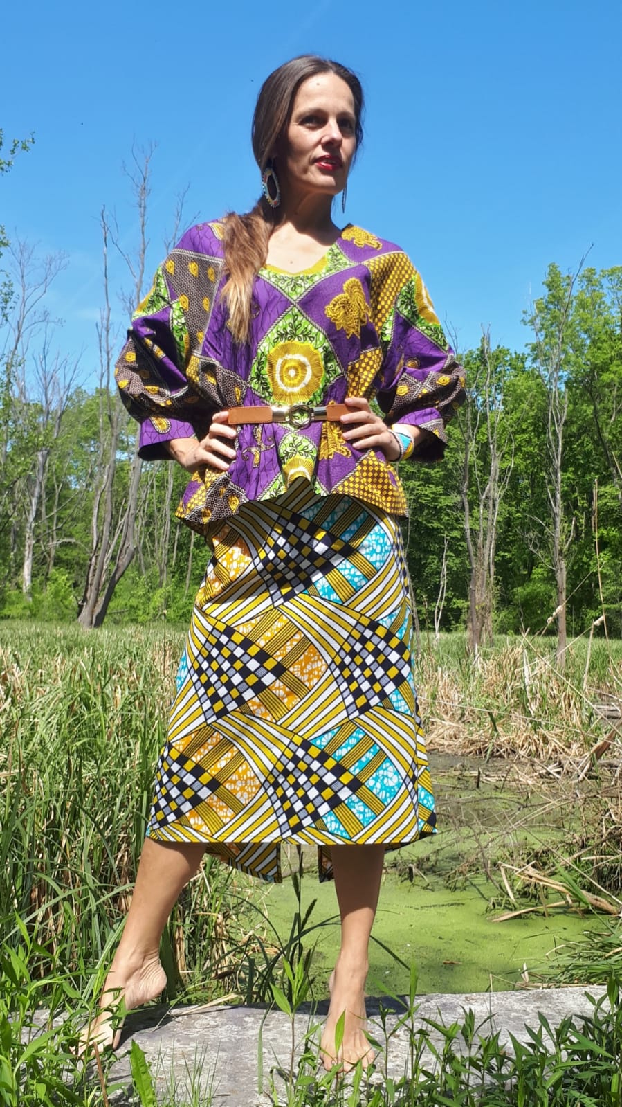 Africká halenka / blouse /fialová