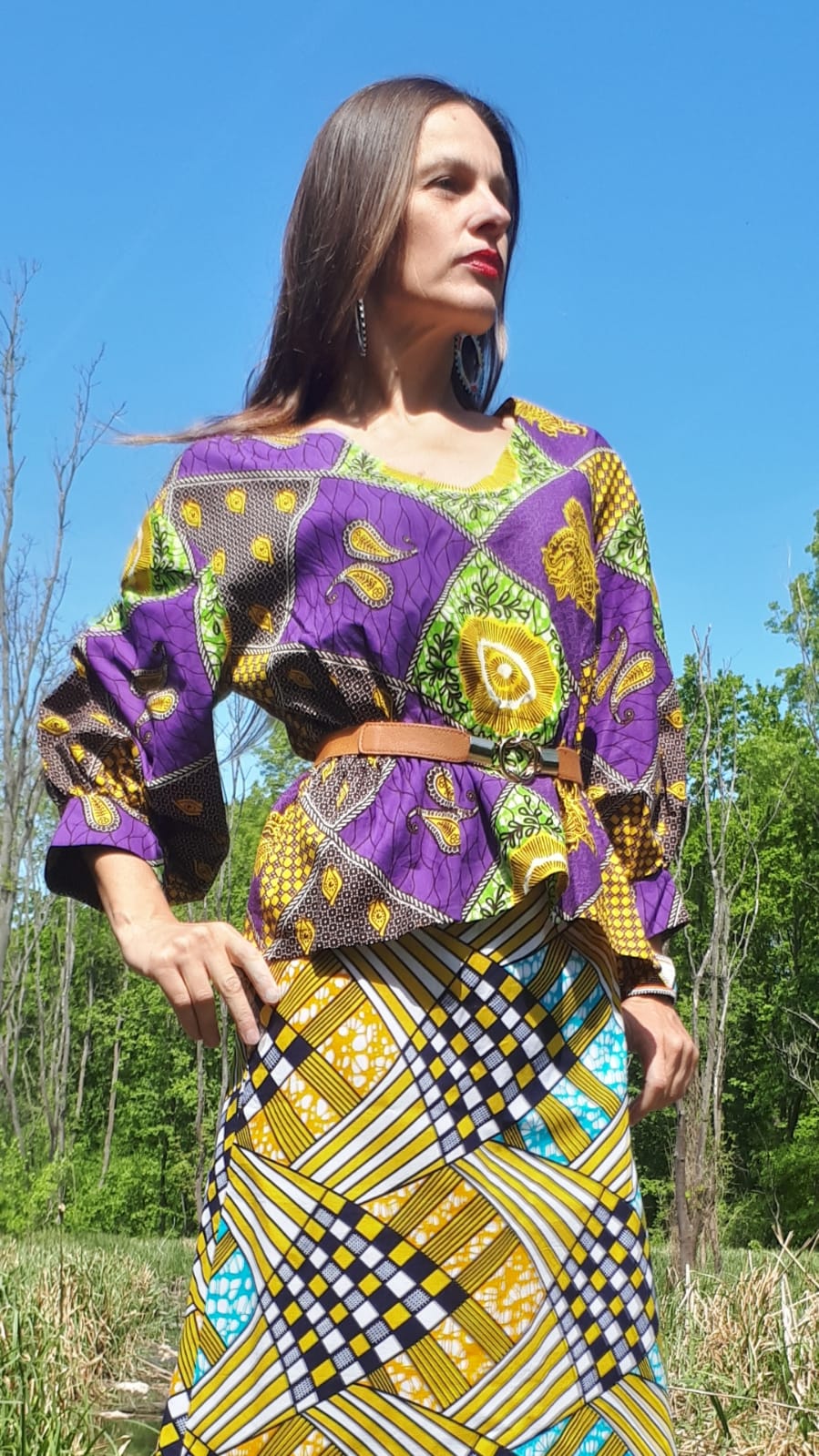 Africká halenka / blouse /fialová