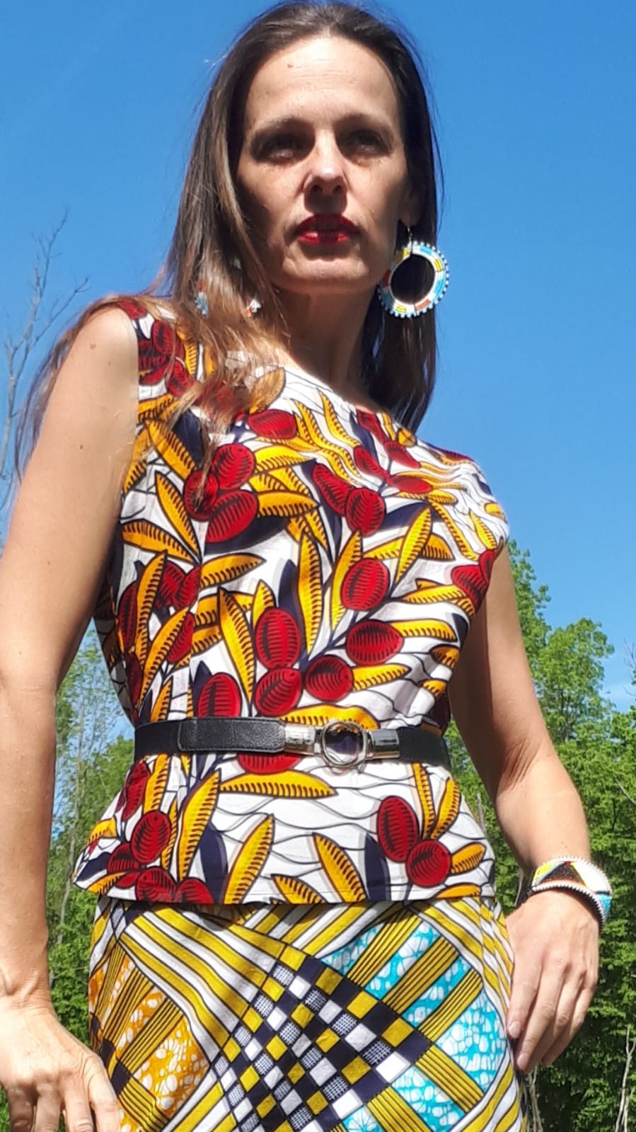 Africký top, halenka bez rukávu olivy / African top
