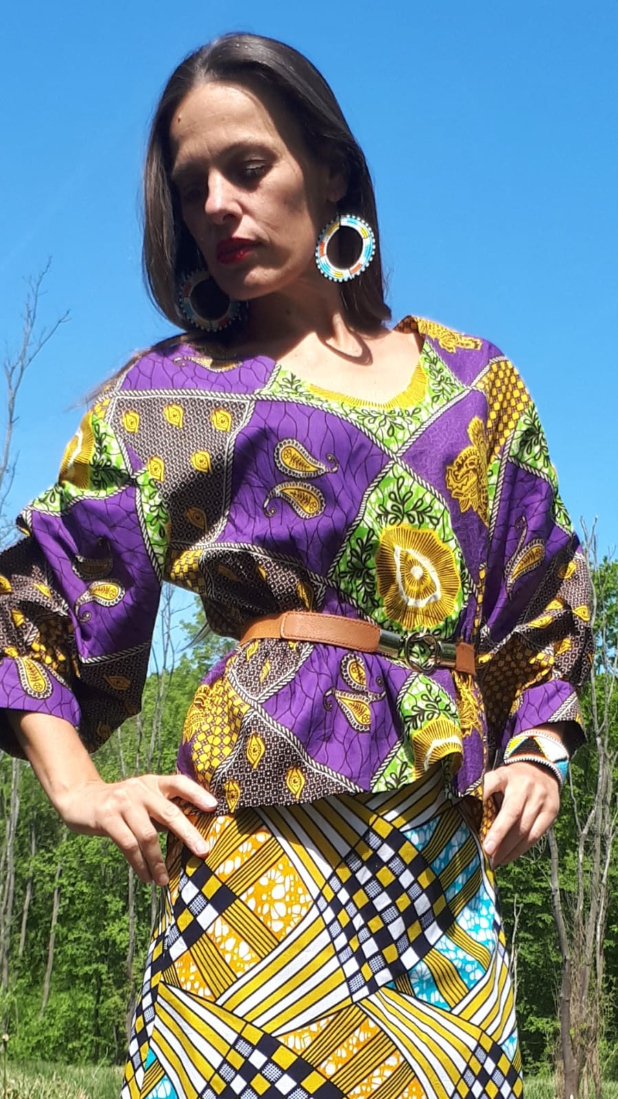 Africká halenka / blouse /fialová