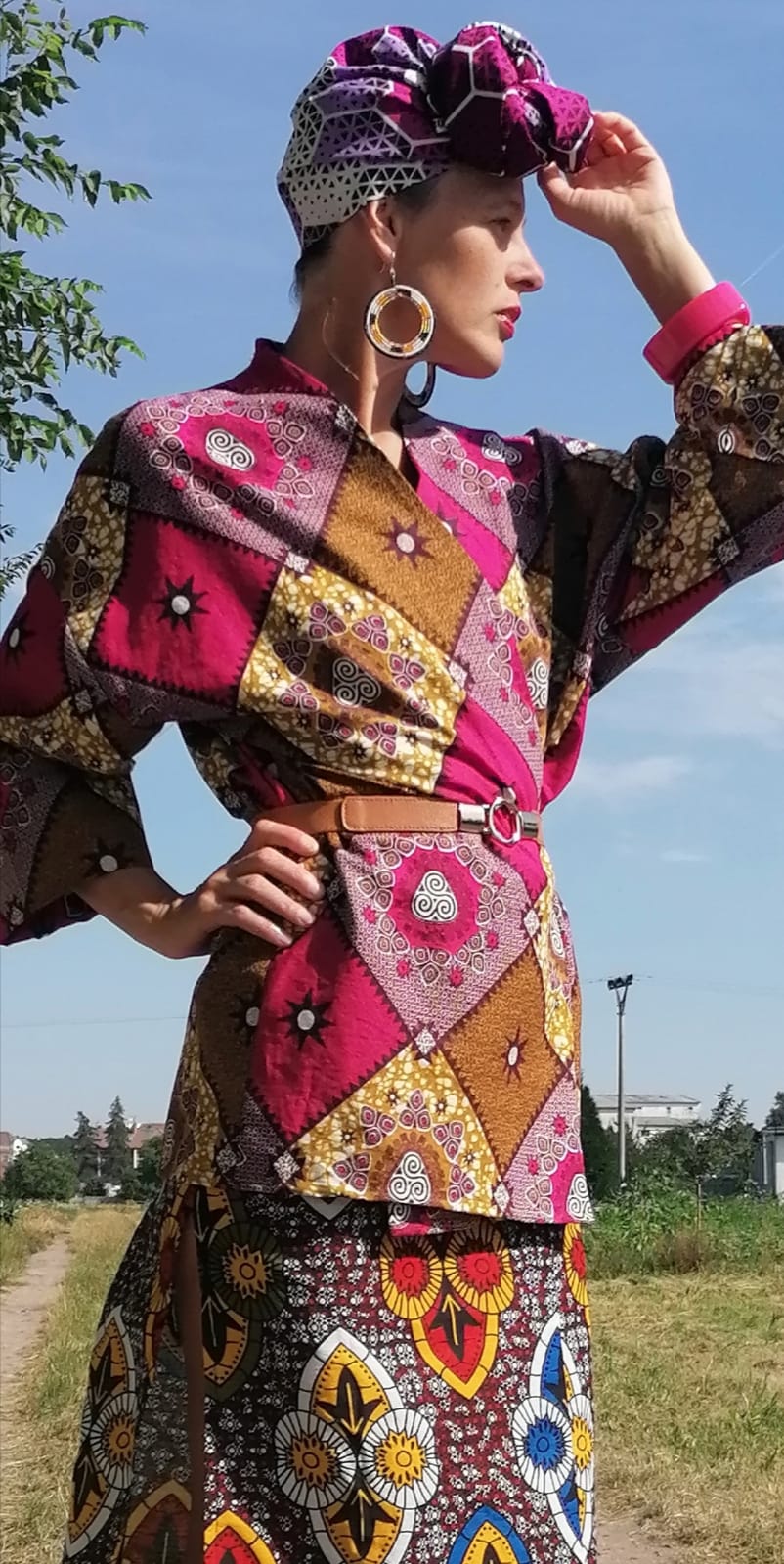 Růžový kardigan z africké látky | Pink Cardigan from african fabric