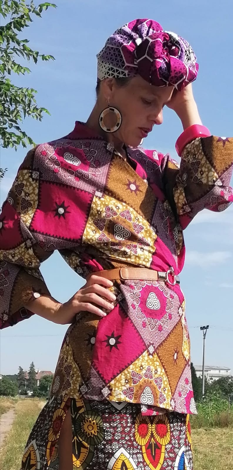 Růžový kardigan z africké látky | Pink Cardigan from african fabric