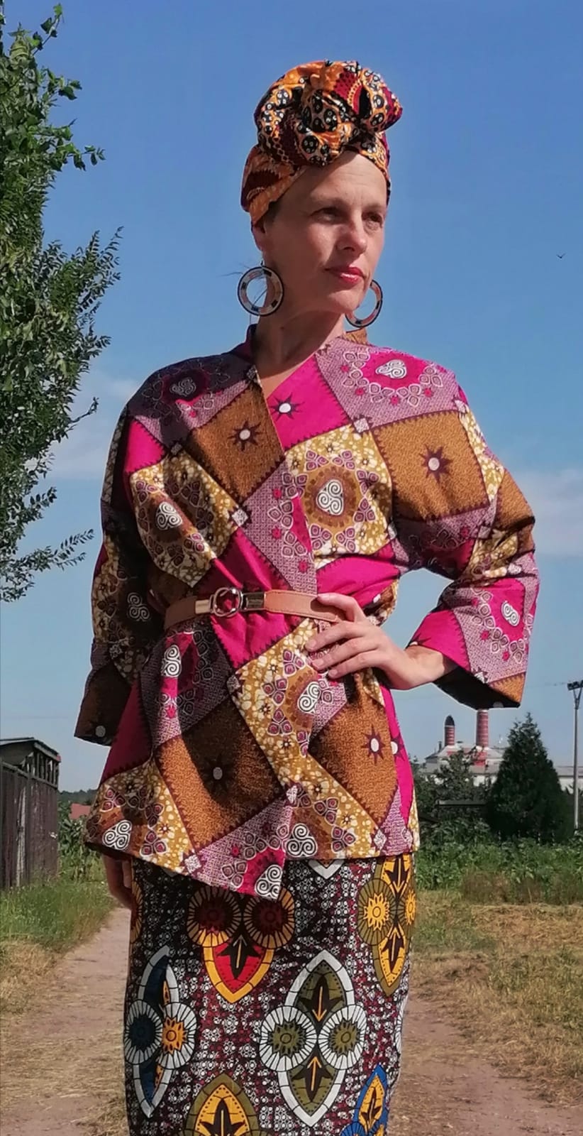 Růžový kardigan z africké látky | Pink Cardigan from african fabric