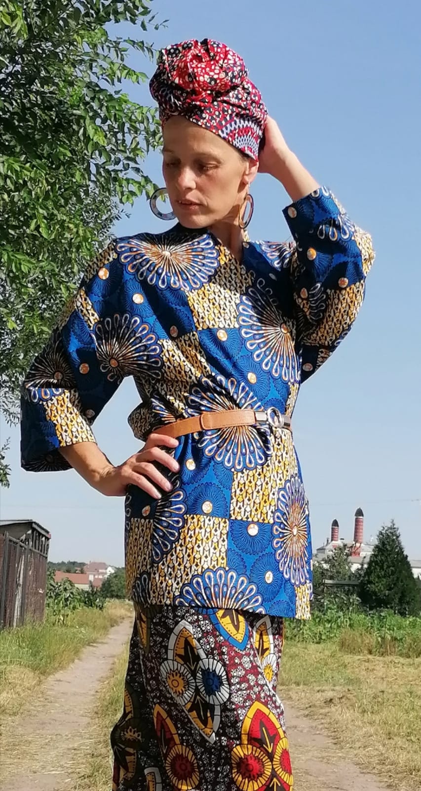 Modrý kardigan z africké látky | Blue Cardigan from african fabric