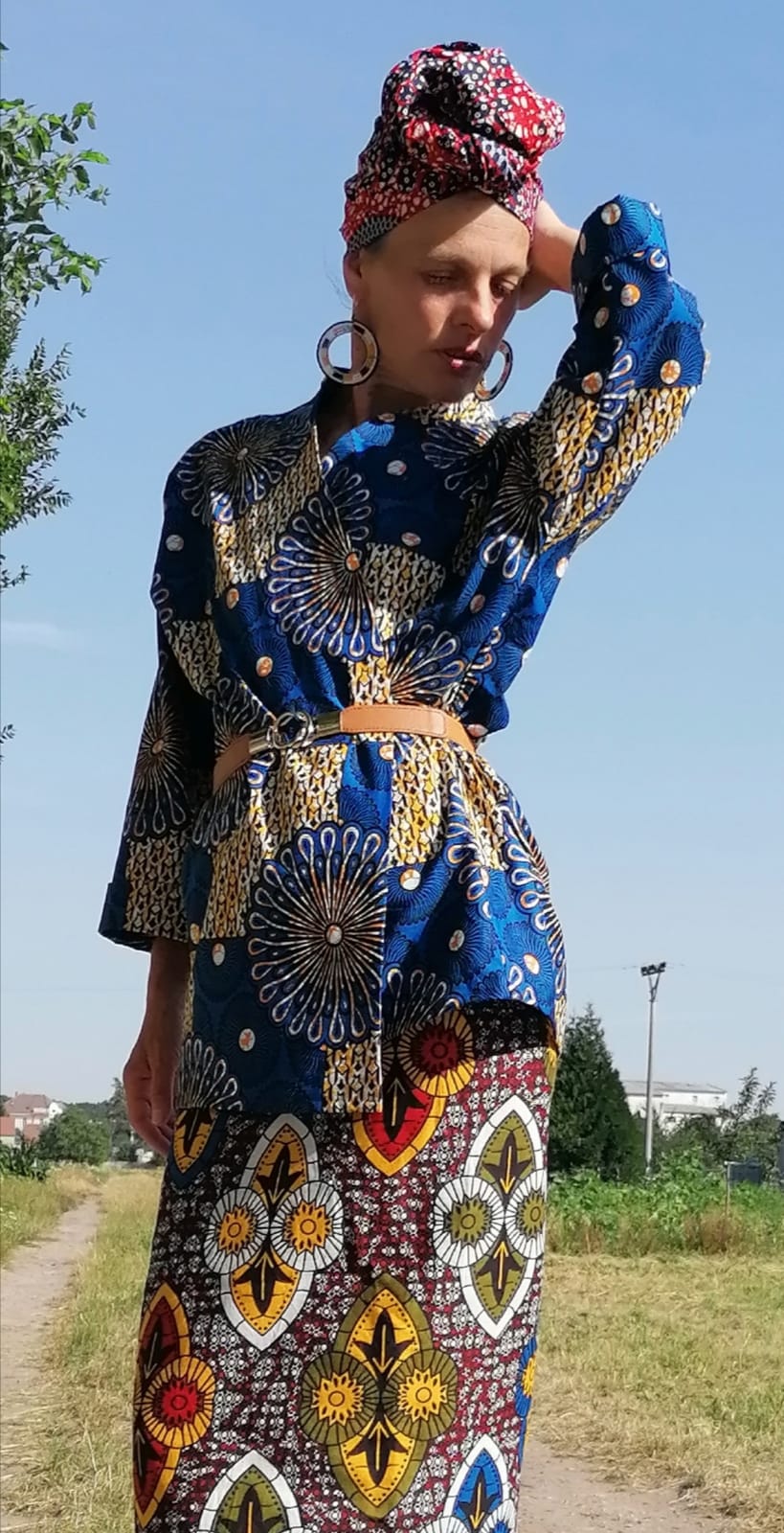 Modrý kardigan z africké látky | Blue Cardigan from african fabric